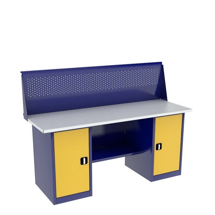 Верстак двухтумбовый ВП-5/1,6 с экраном купить в Перми Верстак двухтумбовый ВП-5/1,6 с экраном купить в Перми