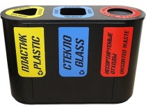 Урна для раздельного сбора мусора Город-3 (710) с метал. вставками пластик/стекло/несорт. отходы Урна для раздельного сбора мусора Город-3 (710) с метал. вставками пластик/стекло/несорт. отходы