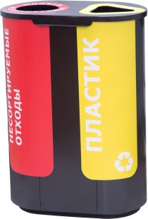 Урна для раздельного сбора мусора Акцент-2 с наклейками: пластик / несортируемые отходы Урна для раздельного сбора мусора Акцент-2 с наклейками: пластик / несортируемые отходы