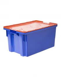 Ящик 600х400х300 Safe PRO сплошной цв. синий с оранжевой крышкой