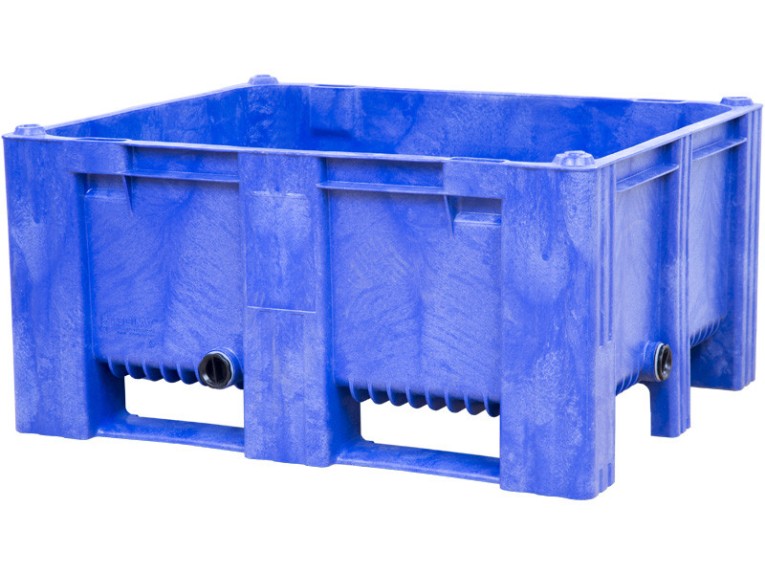 BoxPallet 1200х1000х580 мм сплошной на 2-х полозьях синий с 2 СП2 купить в Перми