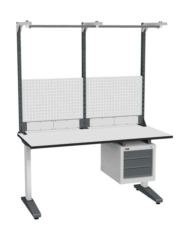 Стол монтажный ДиКом СР-150-01, ESD Thermopal, нерегулируемый, экран Э2, с подвесной тумбой купить в Перми