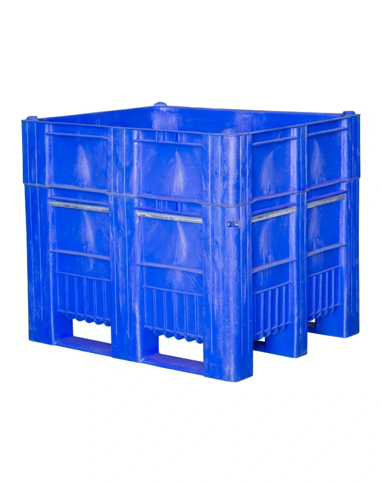 BoxPallet 1200х1000х1035 мм сплошной на полозьях синий