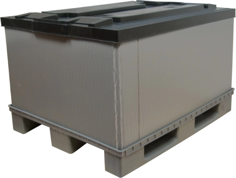 Контейнер 1200х800х860 мм сплошной разборный на п/паллет серый купить в Перми Контейнер 1200х800х860 мм сплошной разборный на п/паллет серый купить в Перми