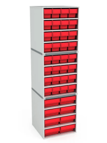 Стационарная кассетница ДиКом (на 3 яруса) с красными ящиками Стационарная кассетница ДиКом (на 3 яруса) с красными ящиками