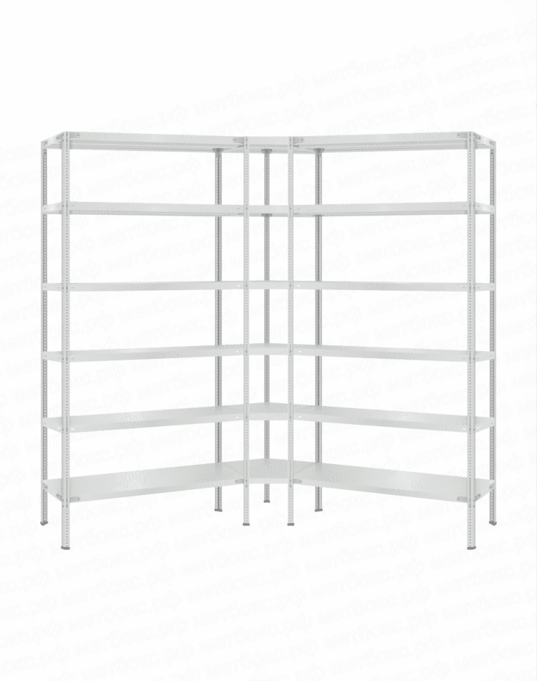 Стеллаж угловой 2000х1500х1500 (6 ярусов глубиной 300мм) купить в Перми Стеллаж угловой 2000х1500х1500 (6 ярусов глубиной 300мм) купить в Перми