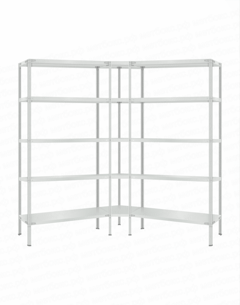 Стеллаж угловой 2000х1600х1600 (5 ярусов глубиной 400мм) купить в Перми Стеллаж угловой 2000х1600х1600 (5 ярусов глубиной 400мм) купить в Перми