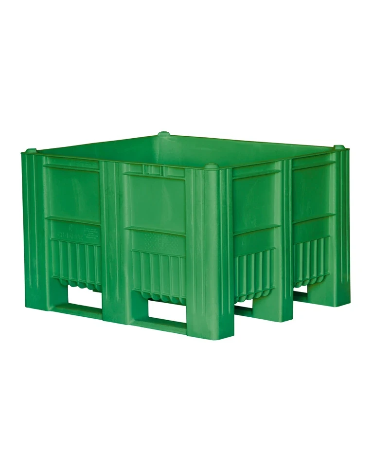 BoxPallet 1200x1000x740 мм сплошной на полозьях зелёный