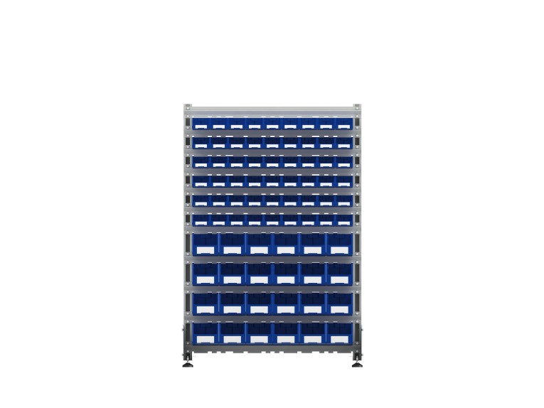 Стеллаж для пластиковых лотков SORTEX односторонний 1500x1000x450.04 купить в Перми Стеллаж для пластиковых лотков SORTEX односторонний 1500x1000x450.04 купить в Перми