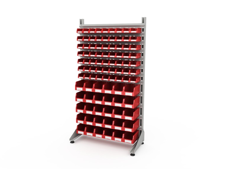 Стеллаж для пластиковых лотков SORTEX односторонний 1800x1000x450.04 купить в Перми Стеллаж для пластиковых лотков SORTEX односторонний 1800x1000x450.04 купить в Перми