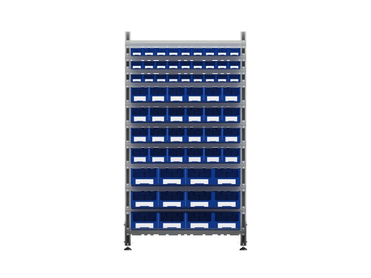 Стеллаж для пластиковых лотков SORTEX односторонний 1800x1000x450.05 купить в Перми Стеллаж для пластиковых лотков SORTEX односторонний 1800x1000x450.05 купить в Перми